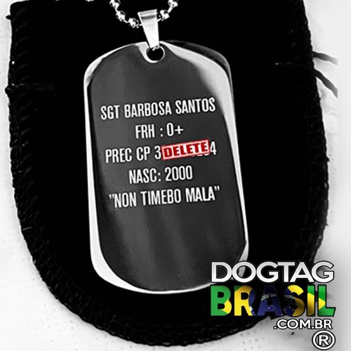 Dog tag personalizada ponta de diamante 